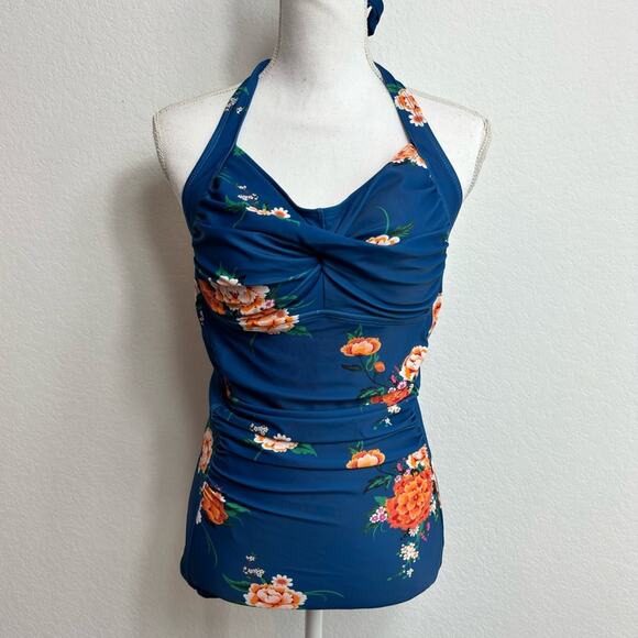 MOLYBELL BLUE FLORAL PRINT ONE PIECE WITH SHORTS SWIMSUIT SIZE LARGE BRAND NEW - Picture 5 of 6